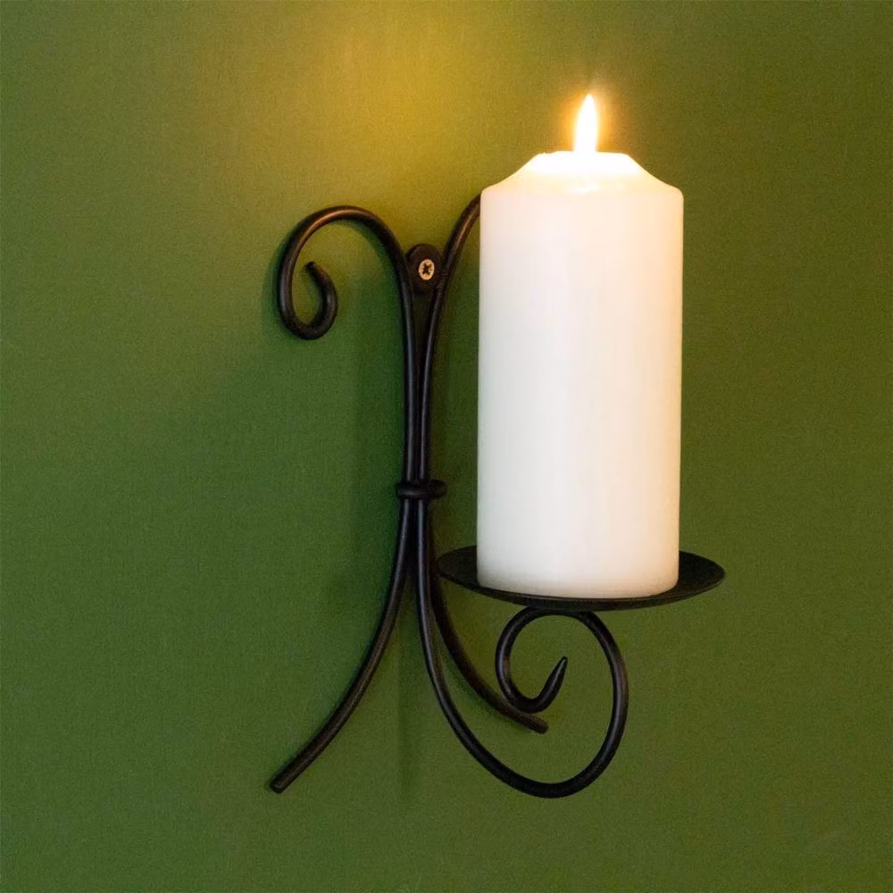 SPETLEK Black Metal Rustic Scroll Wall Sconce Candle Holder – 2