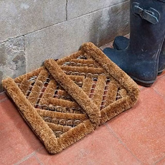 Marco Paul Brown Wire Brush Scraper Door Mat, W/D/H: 30 x 30 x 30 cm