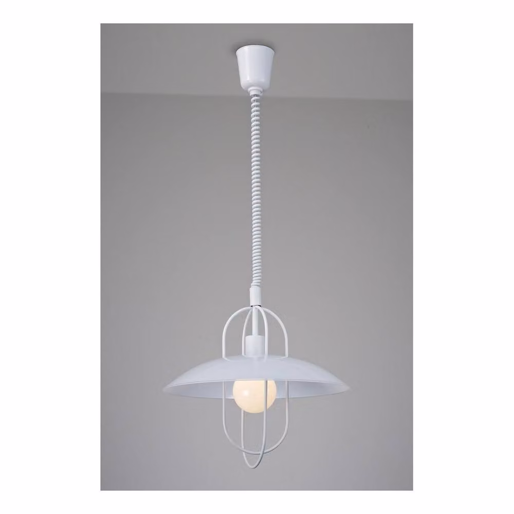 Netlighting Riva Rise and Fall Dome Pendant Light with White Opal Glass Shade and E27 Fitting in Matt White – 2
