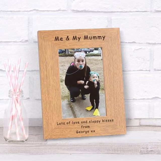 Uniqueful Me & My Mummy Personalised Wood Picture Frame, Brown, W/D/H: 19.5 x 19.5 x 24.5 cm