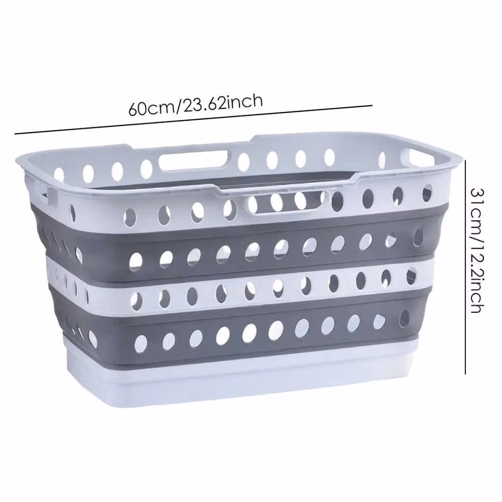 PAWNORA Large Capacity Collapsible Laundry Basket with Handles, Grey, W/D/H: 60 x 43 x 31 cm – 2