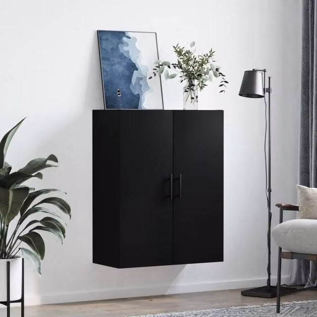 Berkfield Home Wall Mounted Cabinet in Black, W/D/H: 69.5 x 34 x 90 cm