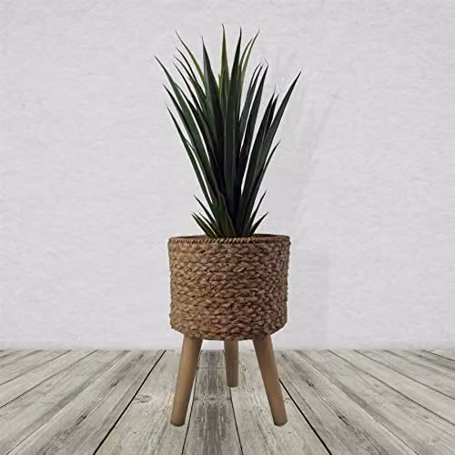 Leaf Extra Large Square Floral Cachepot Planter in Brown, W/D/H: 26 x 26 x 39 cm – 1