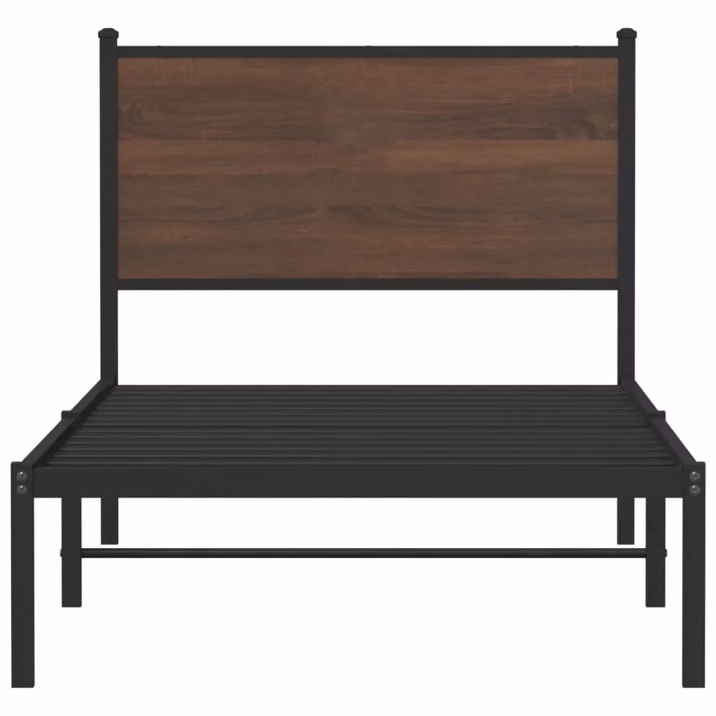 Berkfield Home Metal Bed Frame in Brown Oak, W/D/H: 90 x 190 cm, Single – 3