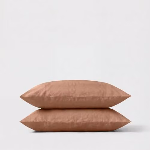 Bedable Pair of 300 Thread Count Cotton Percale Pillowcases, Pink or Brown, W/D/H: 50 x 75 cm