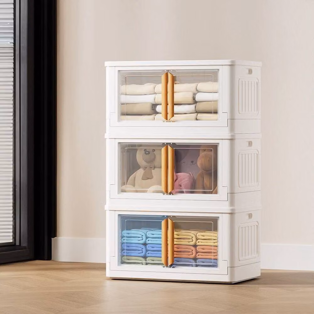 Kelvenix Freestanding Double Door Storage Cabinet with Glass Doors, White, H 89.0 cm x W 55.0 cm x D 30.0 cm – 2