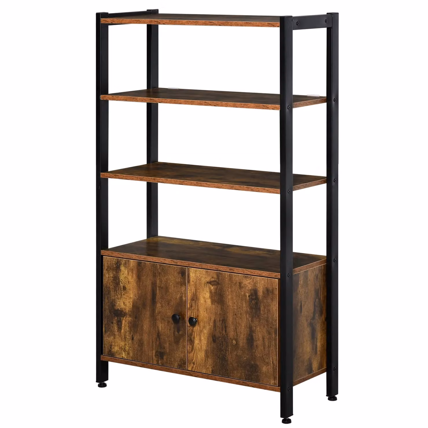 HOMCOM Multifunctional Industrial Bookshelf and Storage Cabinet in Brown – 2
