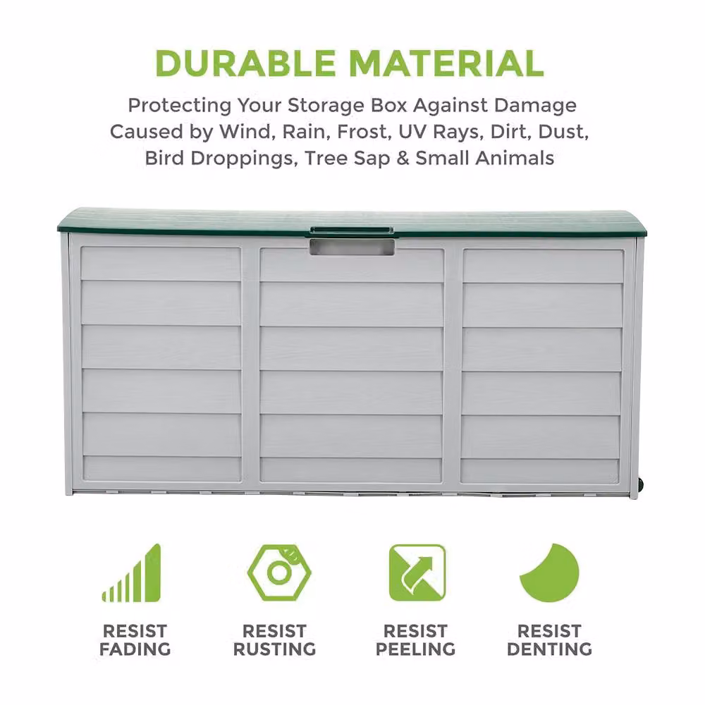Living and Home Outdoor Garden Tool Storage Deck Box with Wheels in Green – 2