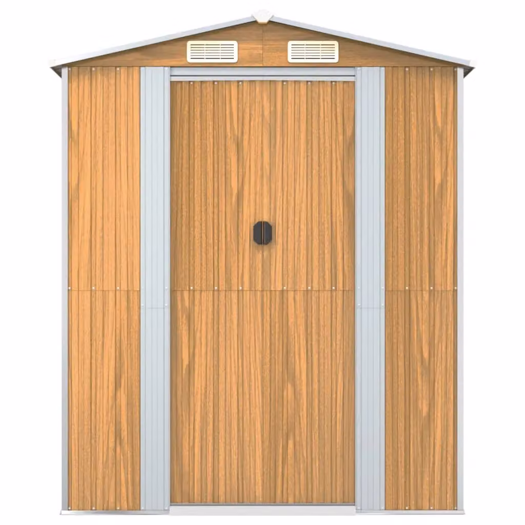 Berkfield Home Garden Shed in Light Brown, Galvanised Steel with Sliding Doors, W/D/H: 606 x 192 x 223 cm – 3