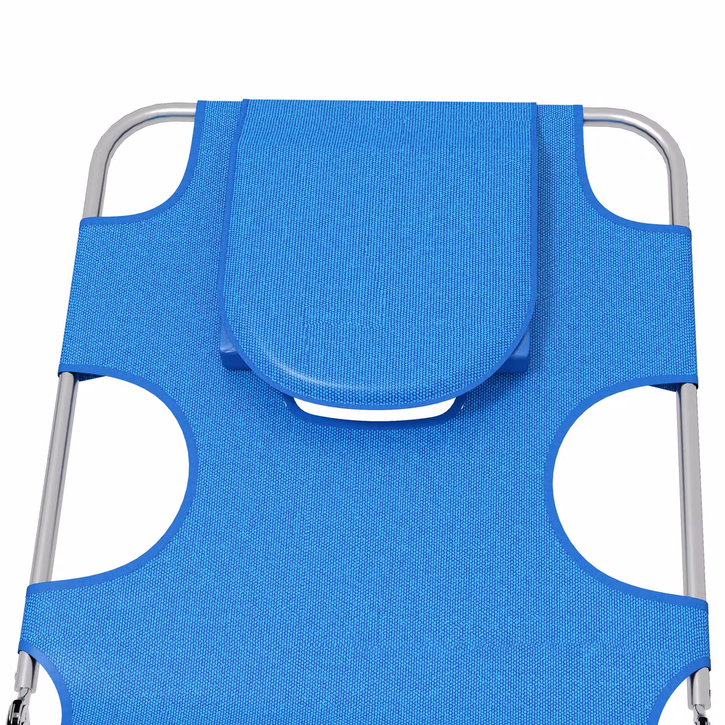 Outsunny Set of 2 Foldable Sun Loungers in Blue with 5-Level Adjustable Backrest and Reading Hole – 6