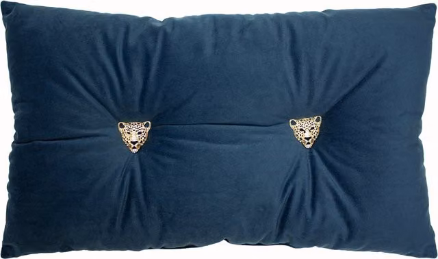 Paoletti Panther Velvet Rectangular Boudoir Cushion in Blue, W: 50 cm, H: 30 cm