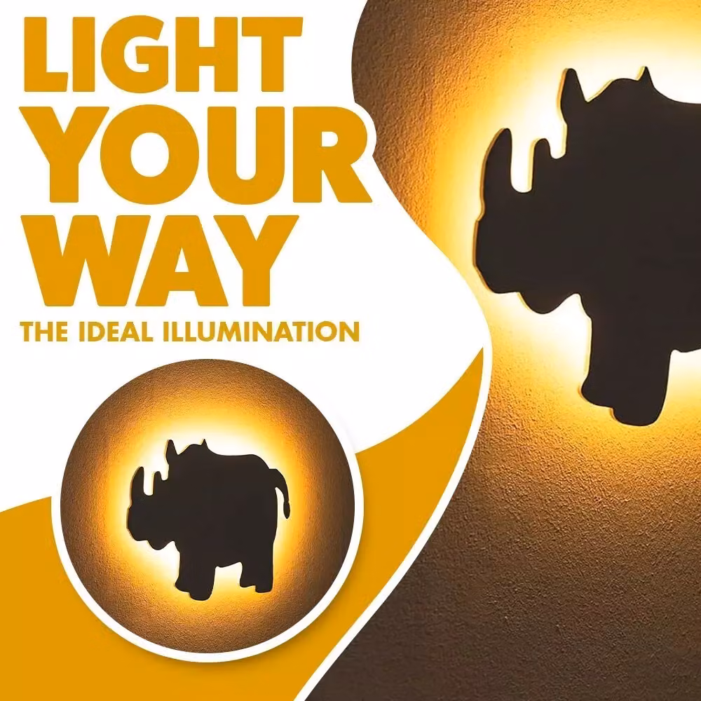 Marco Paul Rhino LED Wall Night Light for Childrens Nursery in White and Wood – 4
