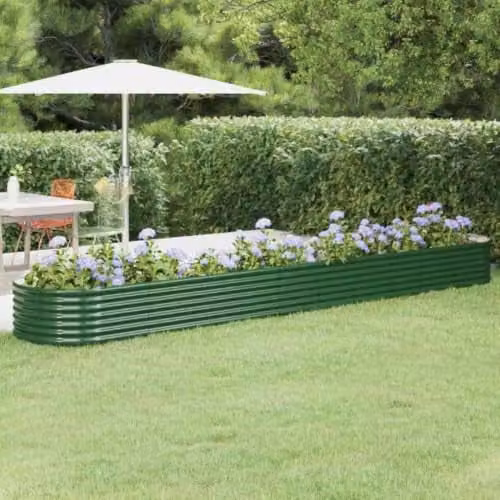 vidaXL Green Galvanised Steel Raised Bed for Vegetable, Herb or Ornamental Gardens – 2
