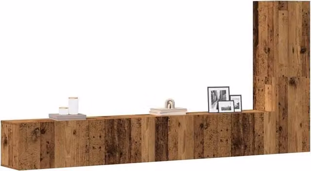 Berkfield Home 3 Piece Wall-mounted TV Cabinet Set in Brown and Multicolour Old Wood Style – 1