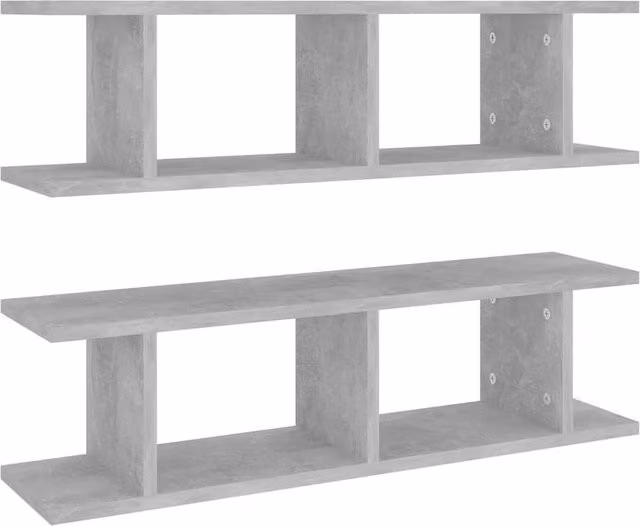 Berkfield Home Wall Mounted Cube Shelves in Concrete Grey, 2 Pack, W: 75 cm, D: 20 cm, H: 18 cm