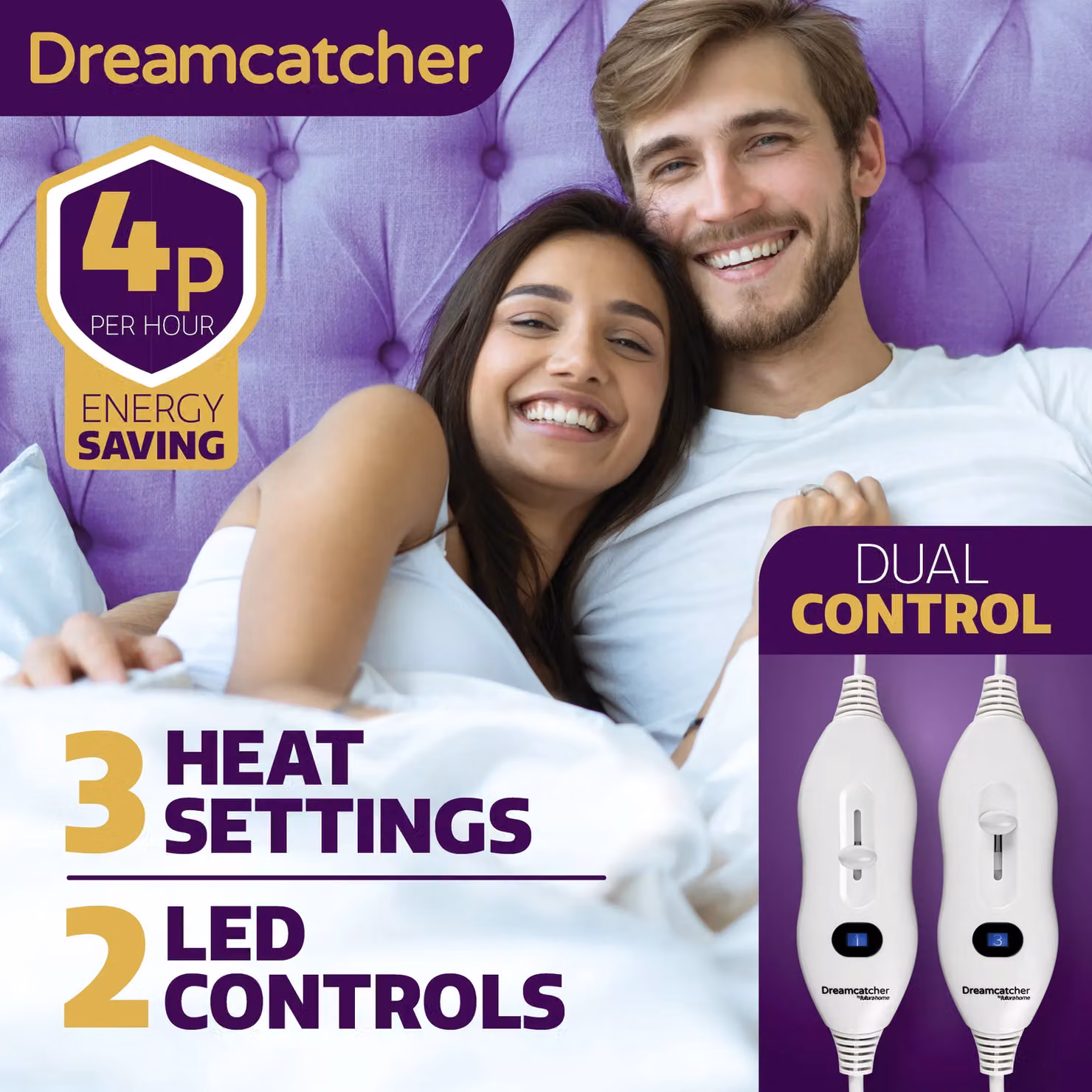 Dreamcatcher Single White Polyester Electric Heated Under Blanket with 3 Heat Settings, W/D/H: 90 x 190 cm – 8