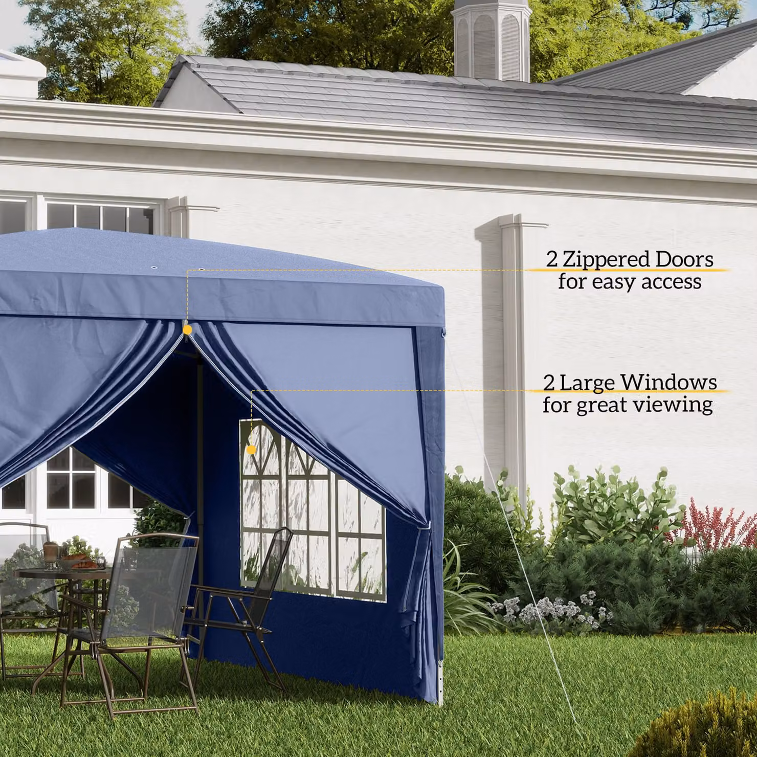 Outsunny Blue Pop Up Gazebo with Sides W: 300 cm, D: 300 cm, H: 196 cm – 7