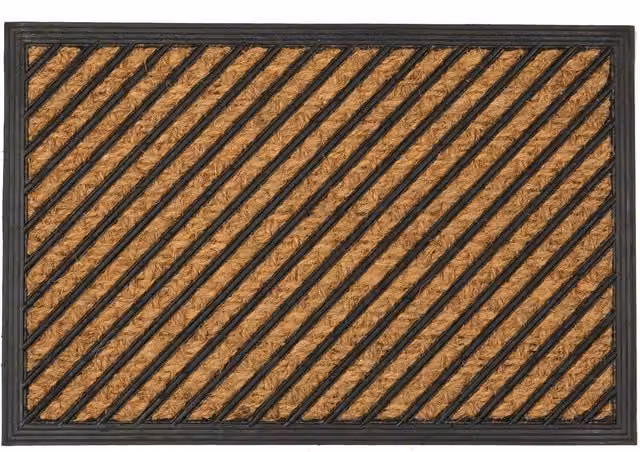 Nicola Spring Brown Striped Rectangular Heavy Duty Door Mat, W: 60 cm, D: 40 cm