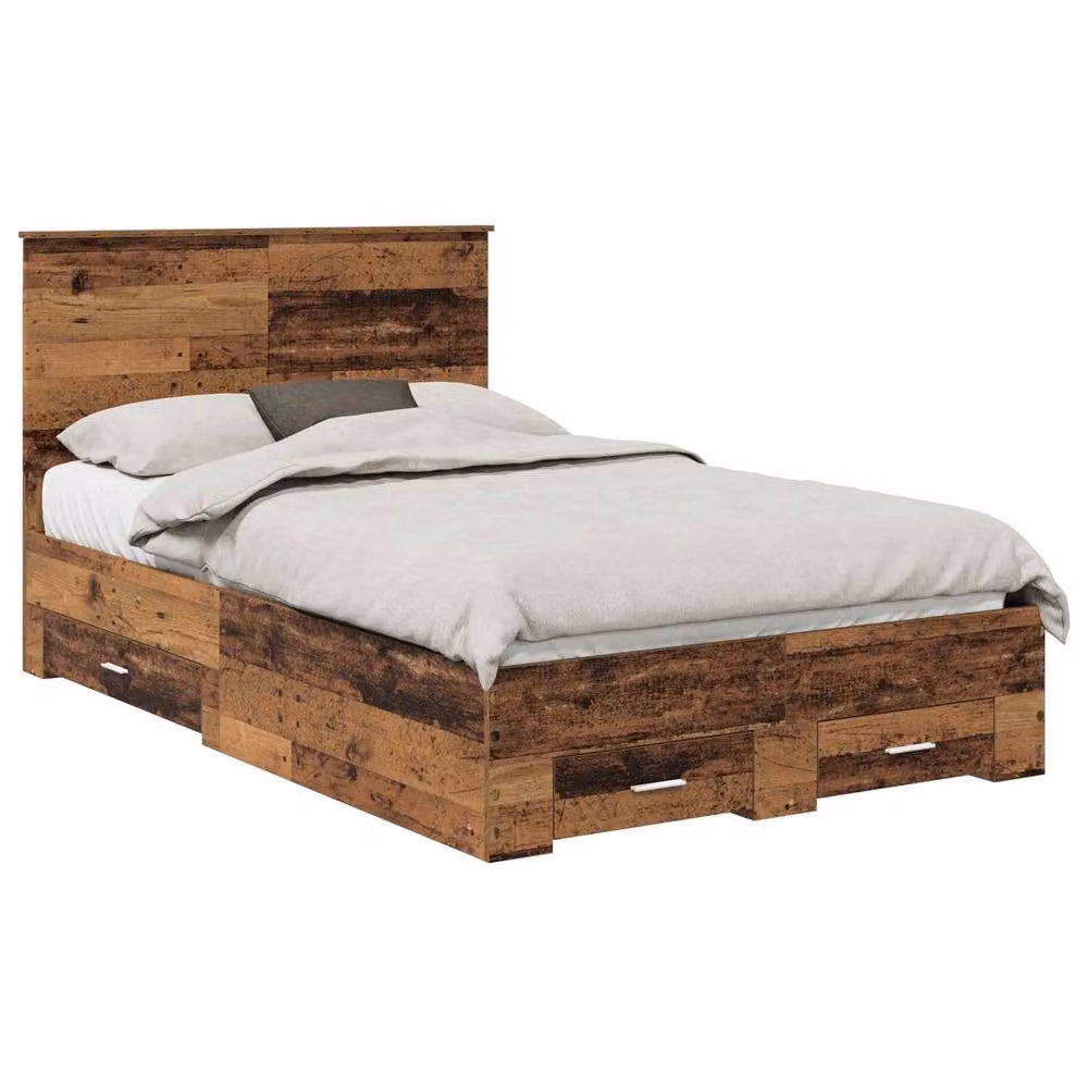 Berkfield Home Modern Bed Frame with Headboard in Brown Engineered Wood, W/D/H: 120 x 190 cm – 2