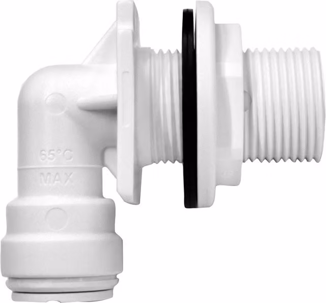 John Guest Speedfit Bulkhead Elbow 15mm x 3/4" White Plastic