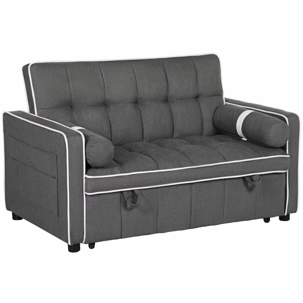Wyld Haus Tapa 2 Seater Click Clack Sofa Bed in Charcoal Grey with White Trim, W/D/H: 138.5 x 86.0 x 87.0 cm, Mattress Size: 140 x 190 cm – 2