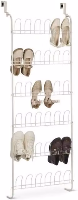 FLAVORA Metal Over the Door Shoe Rack in White