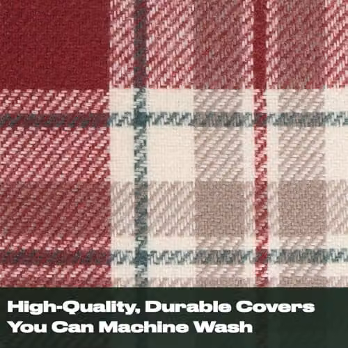 OHS Woven Check Tartan Cushion Covers, Pack of 4, Red, W/D/H: 45 x 45 x 45 cm – 3