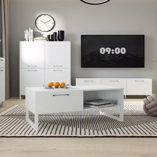 Furniture To Go Sali Rectangular Wooden Coffee Table in Light Grey