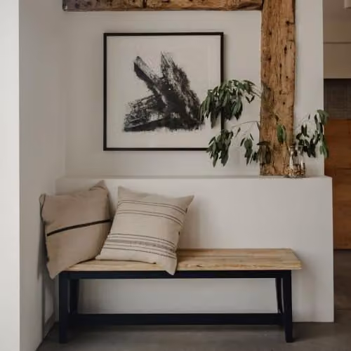 Statement Furniture Florence Solid Acacia Hardwood Dining Bench in Blue, W/D/H: 140 x 32 x 45 cm