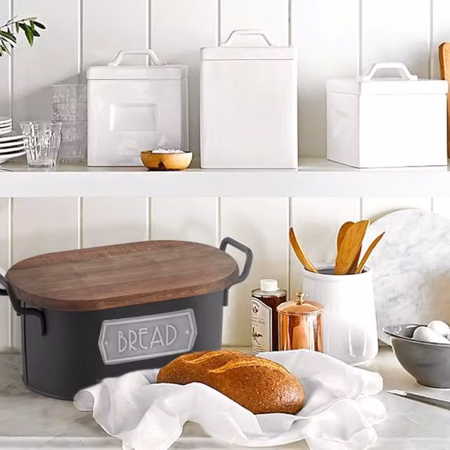 The Mia UK Black Metal Bread Bin