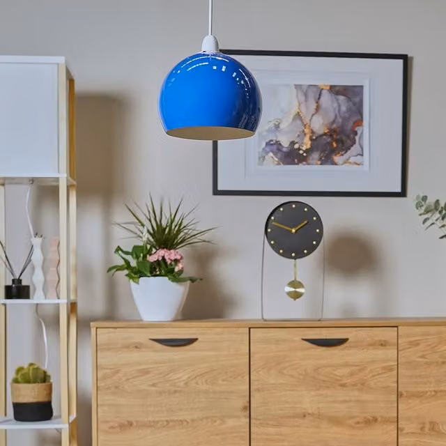 MiniSun Retro Gloss Blue Arco Style Dome Ceiling Pendant Light Shade, Width: 20 cm – 1