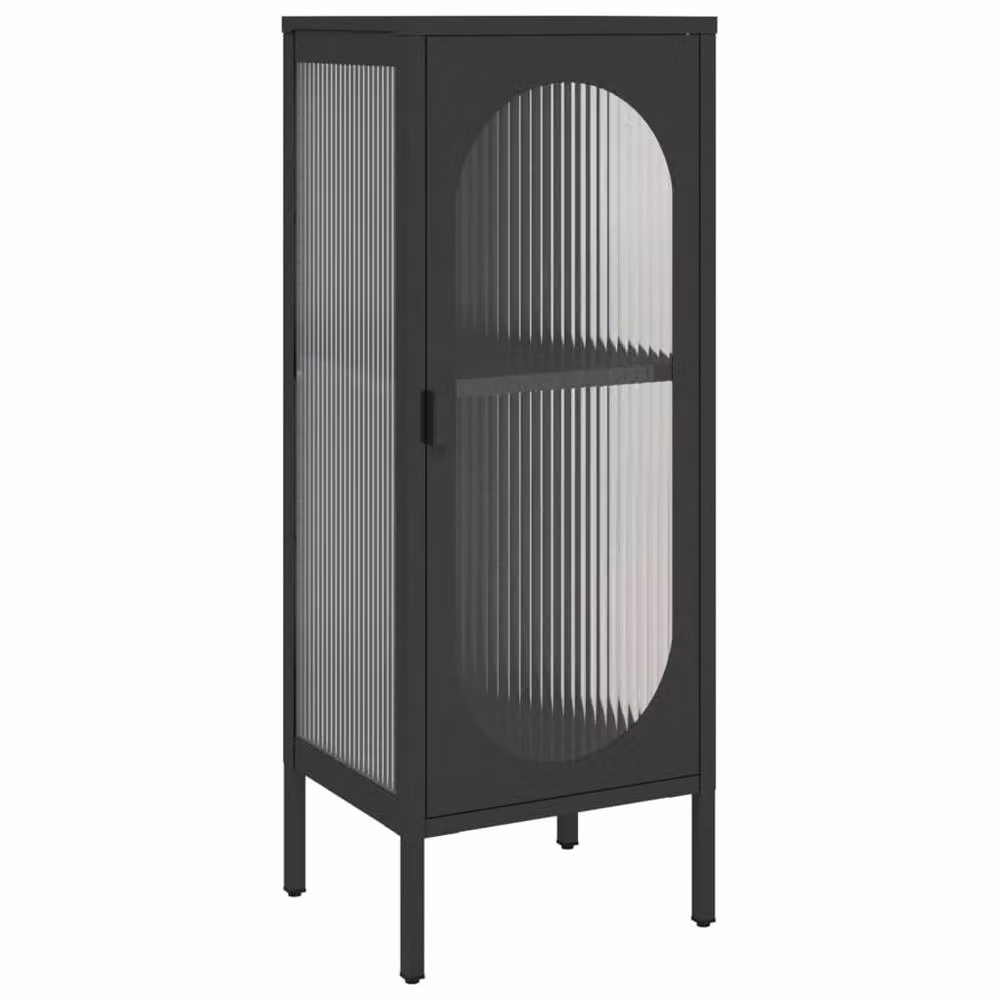 Berkfield Home Modern Black Sideboard in Glass and Steel, W/D/H: 40 x 35 x 105 cm – 2