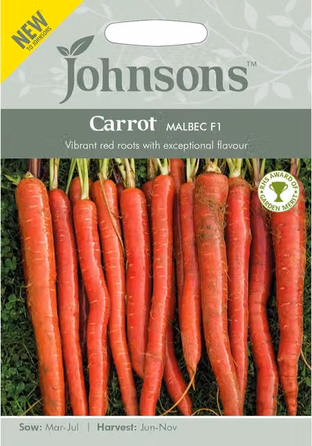 Johnsons Malbec F1 Red Carrot Vegetable Seeds