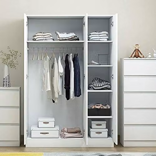 FWStyle White Gloss 3 Door Wardrobe with Soft Close Doors, W/D/H: 120 x 50 x 180 cm – 2