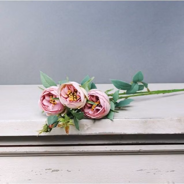 KDMD Tintagel Vintage Hedgerow Rose and Lavender Spray in Pink and Purple, 2 Pack