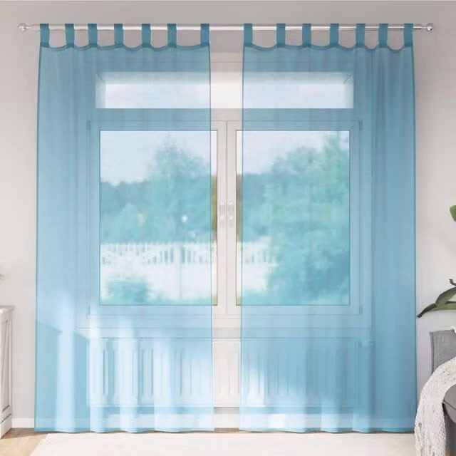 Berkfield Home Turquoise Voile Fabric Panel Curtains with Rod Pockets, 2 Pack, W: 140 cm, H: 245 cm – 1