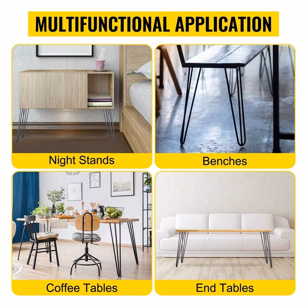 Kelvenix 4-Piece Heavy Duty Steel Hairpin Table Legs in Matt Black, Height: 50.8 cm – 3