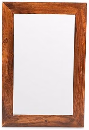 Archers Santa Clara Small Rectangular Acacia Wood Wall Mirror in Brown