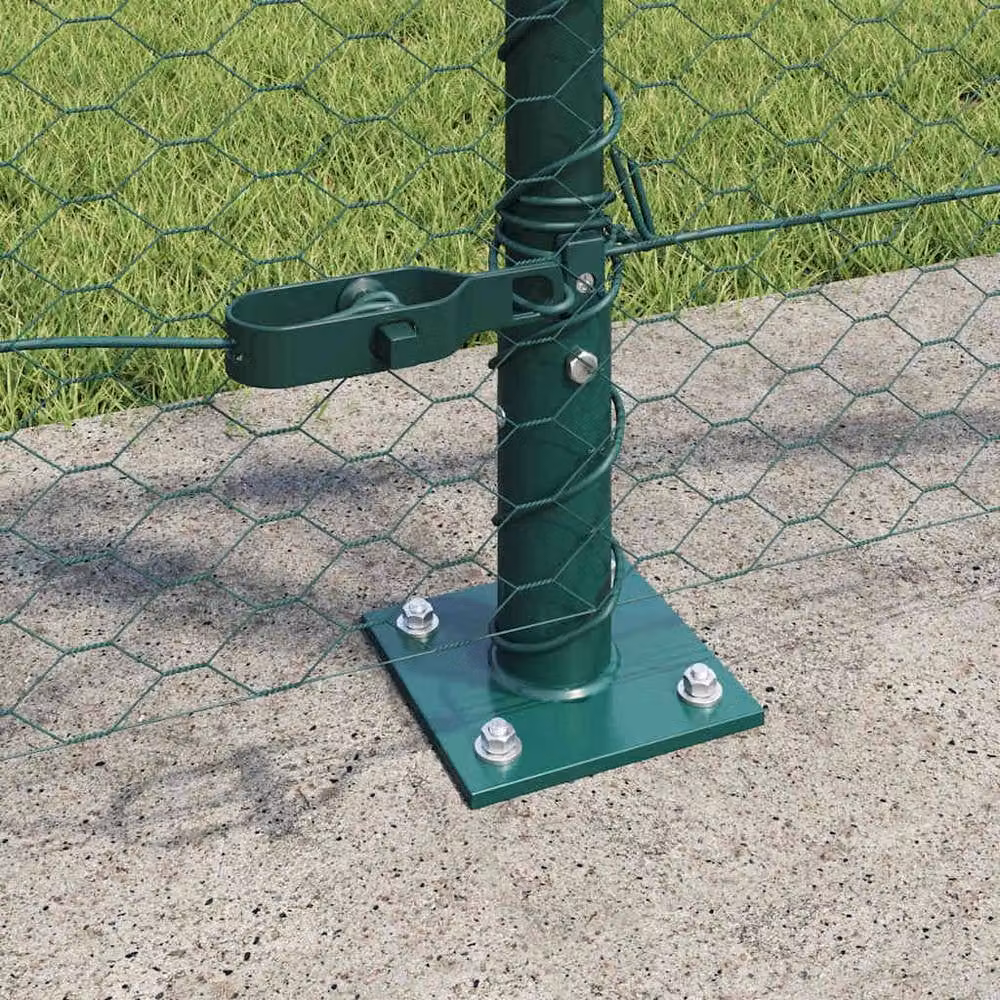 Berkfield Home Green Steel Hexagon In-Ground Fence, W/H: 100 x 0.8 m – 1