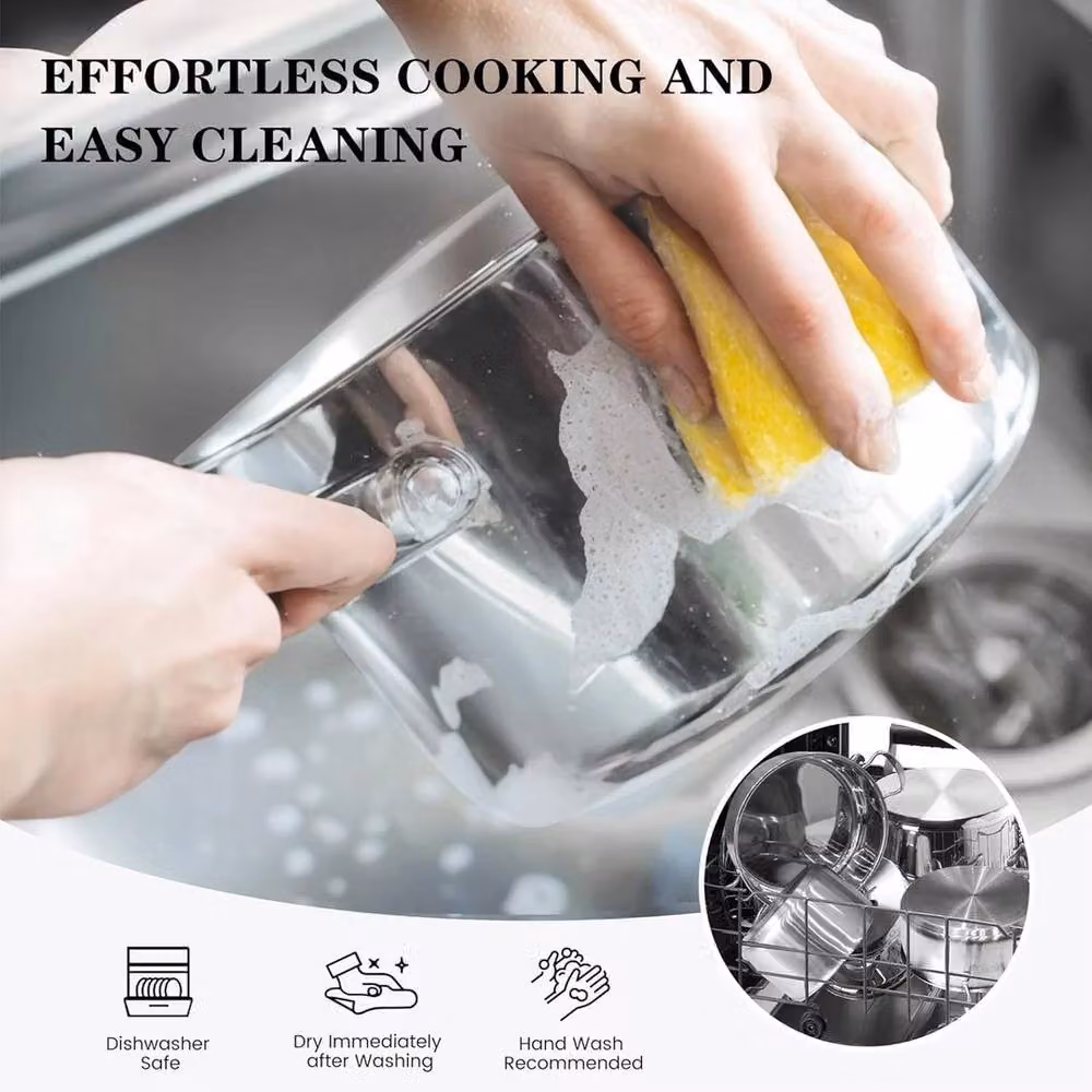 FLAVORA 5-Piece Stainless Steel Stockpot Set with Lids in Silver – 2