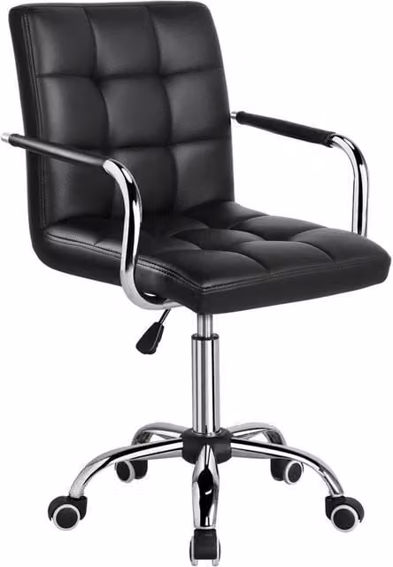 KORVIXA Black Synthetic Leather Modern Executive Computer Chair with Armrests and Castors – 1