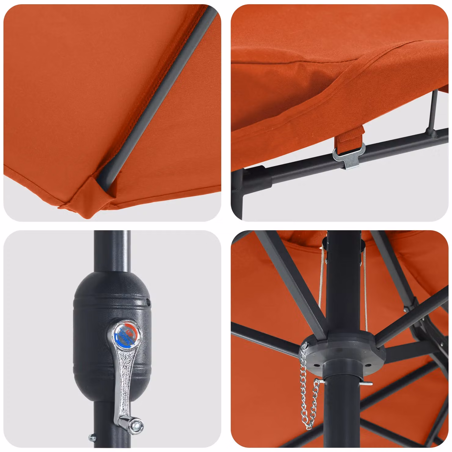 Berkfield Home Folding Garden Parasol in Terracotta Polyester and Steel, W/D/H: 385 x 209 x 244 cm – 4