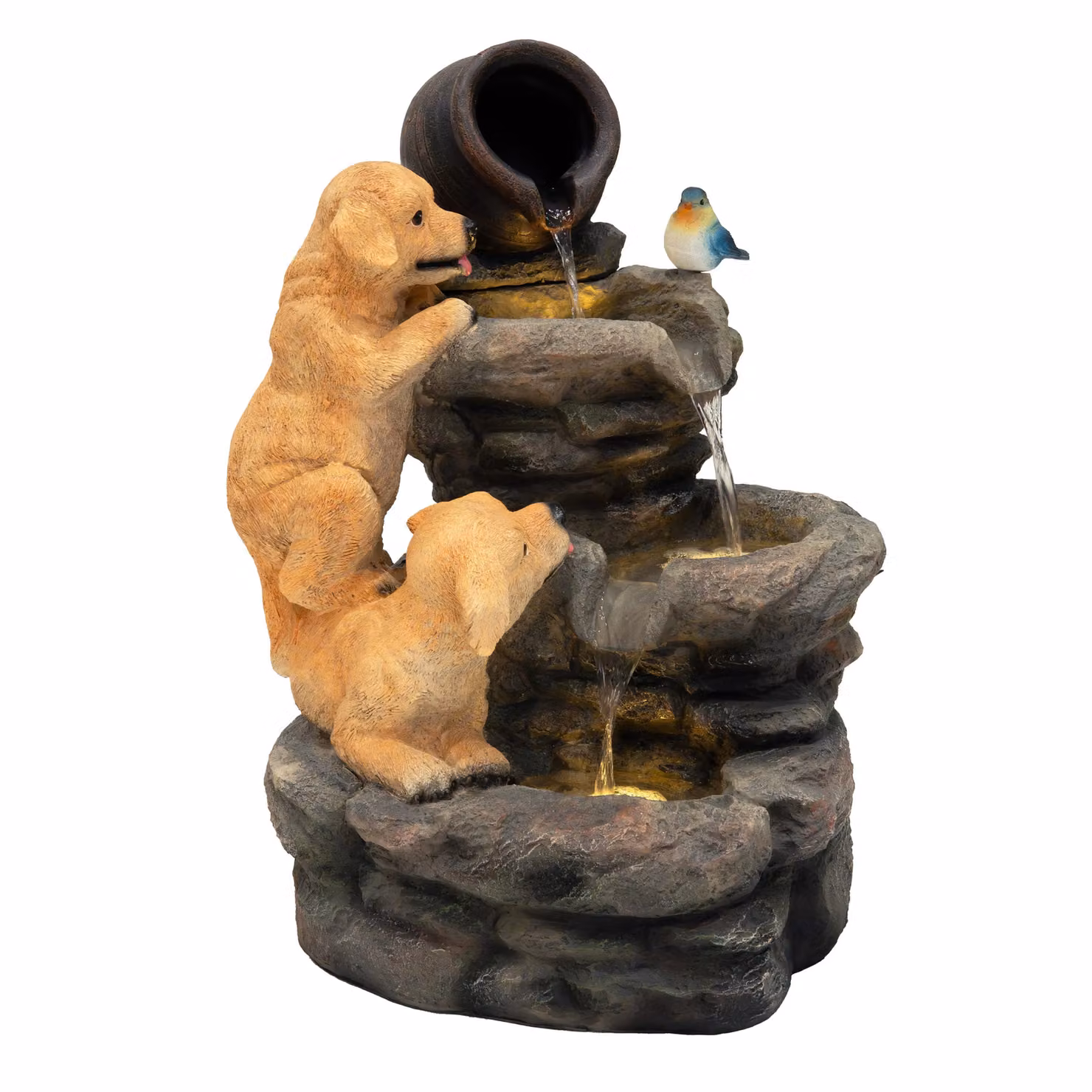 Monstershop Canine Creek Electric Water Feature Cascade in Grey, Polyresin, W/D/H: 46 x 38 x 64 cm – 2