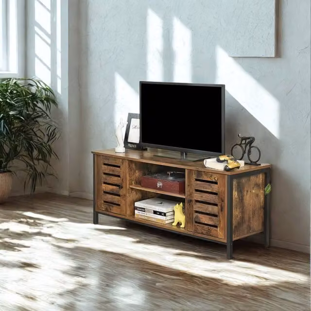 Pirlo Plush Industrial TV Stand Unit with Storage in Brown