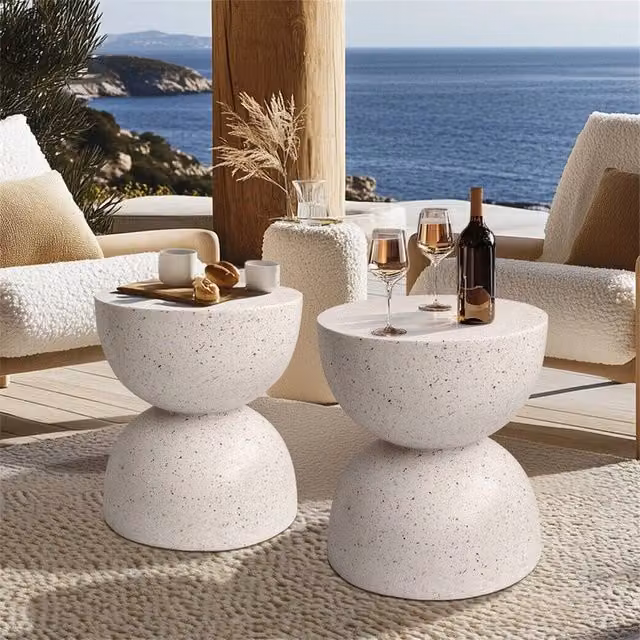 VOGREX Modern White Matt Outdoor Side Table for Garden and Terrace – 1