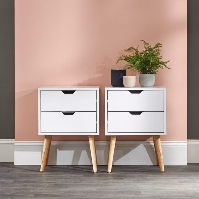 GFW Nyborg Set of 2 White 2 Drawer Bedside Tables – 1