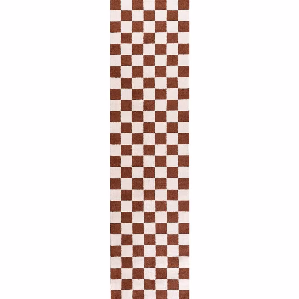 THE RUGS Loft Checkered Soft Pile Area Rug in Terracotta, W/D: 120 x 170 cm – 7
