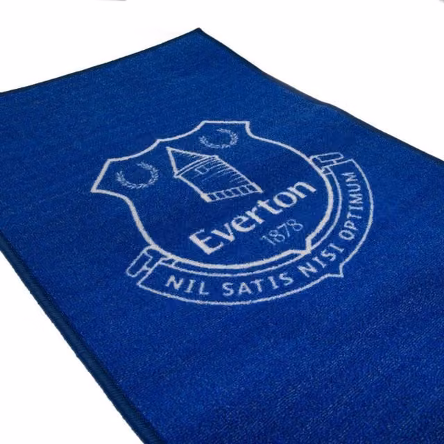 Everton FC Washable Blue Polyamide Rectangular Rug for Children's Bedrooms