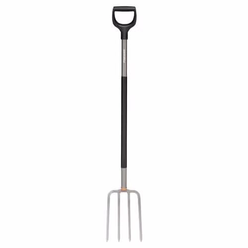 Fiskars Ergonomic Angled Garden Spade Fork in Grey and Black, Length: 132 cm