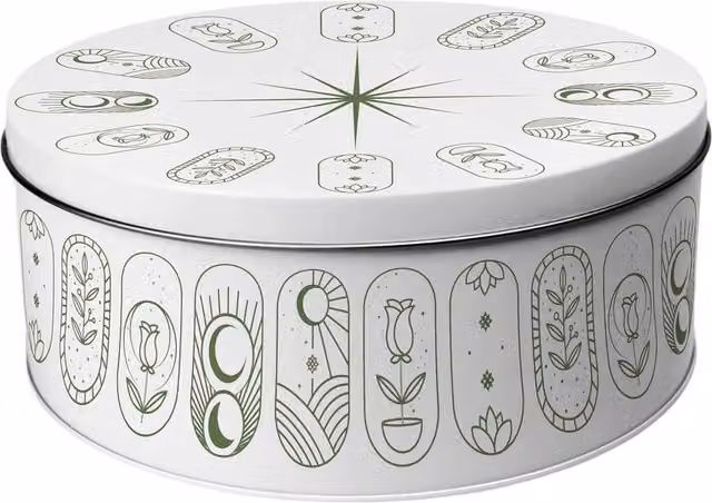 Purely Home Boho Minimalism Round Small Cake Tin in Multicoloured and White